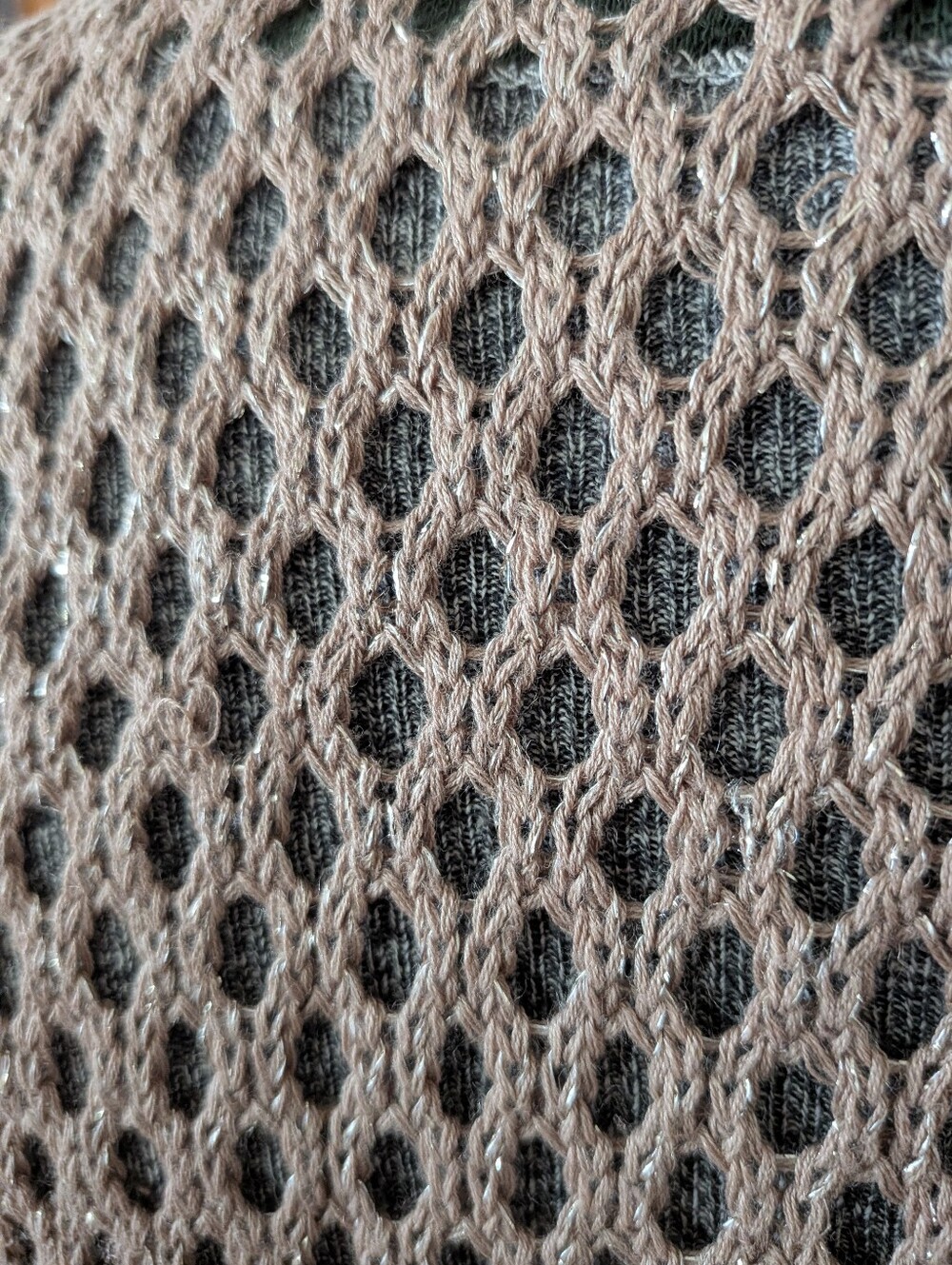 Open Knit Sleeveless Duster Vest - Beige - Picture 4 of 4